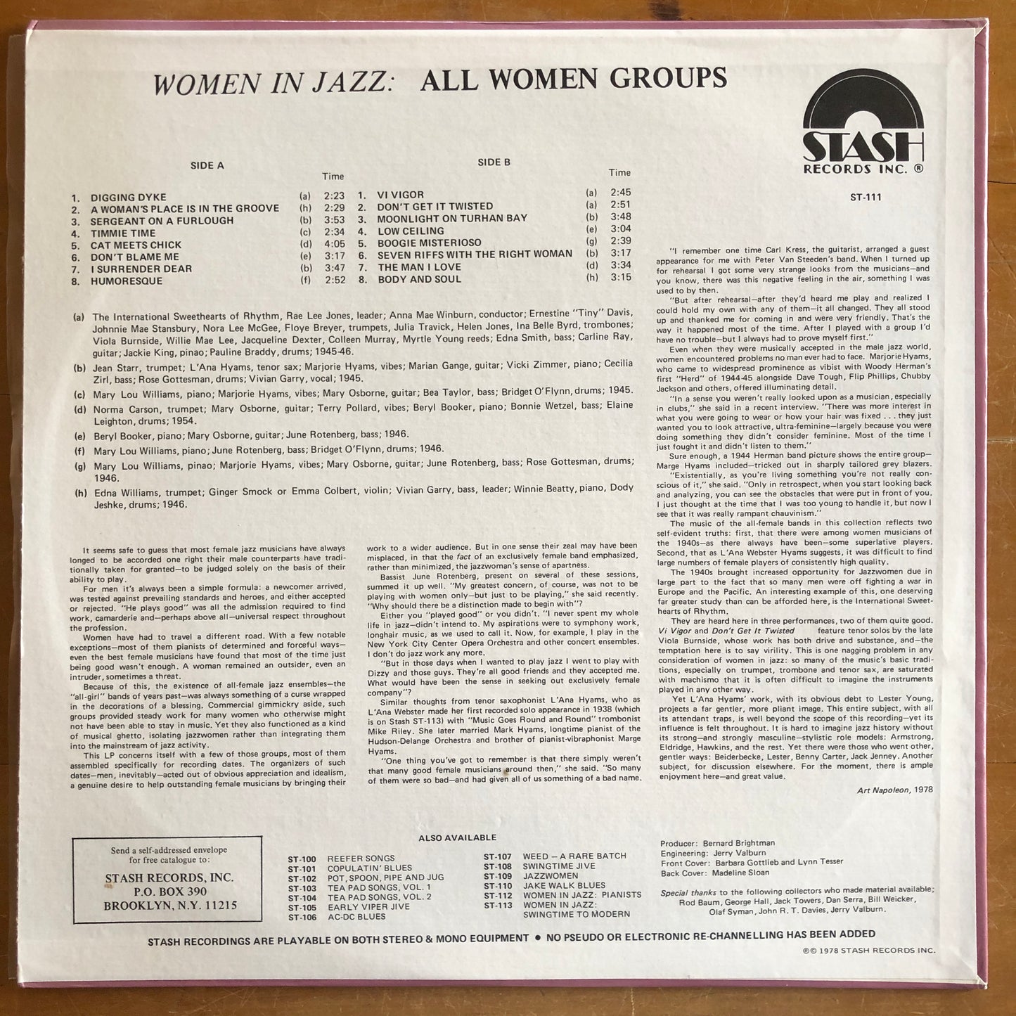 Various - Women In Jazz: All Women Groups Vol. 1