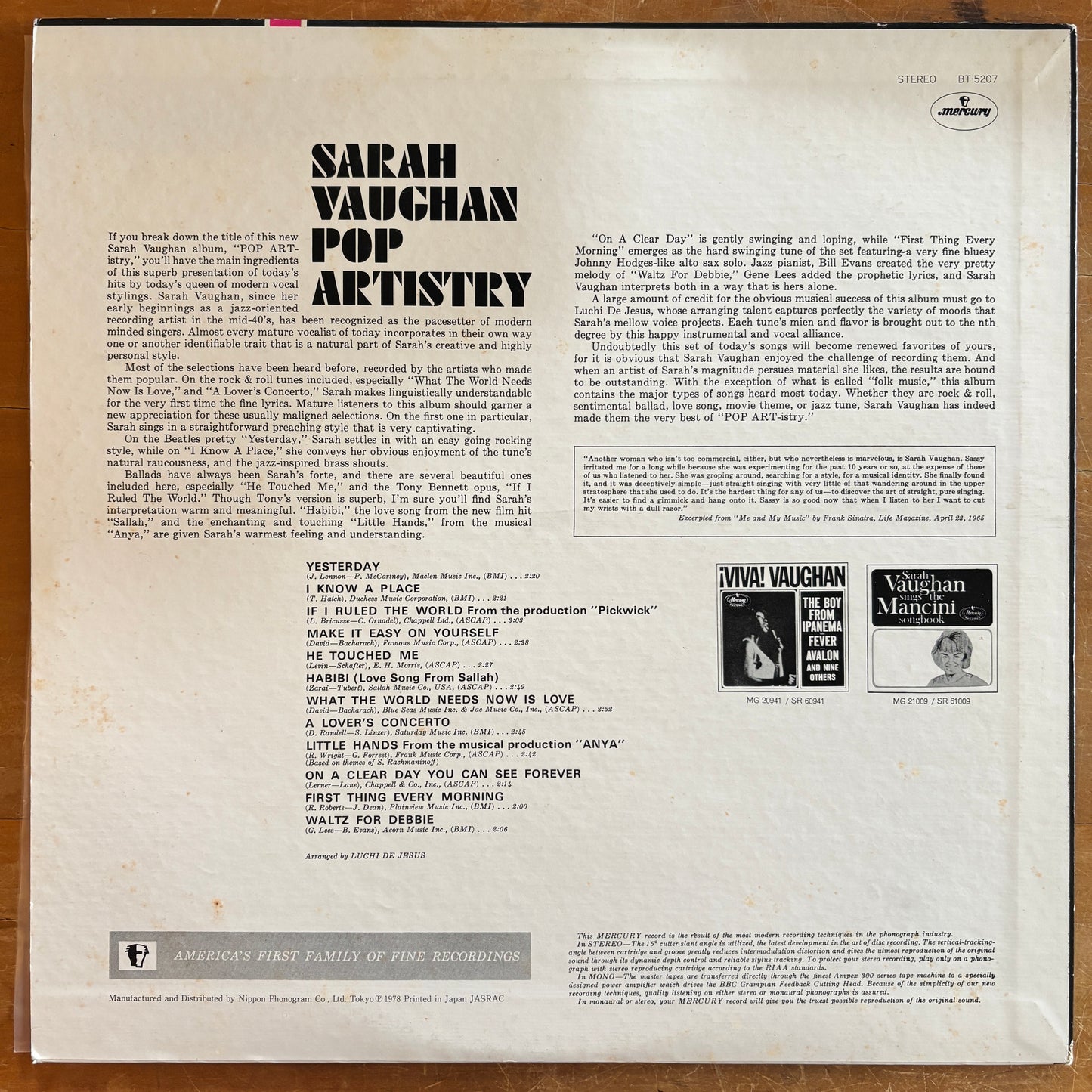 Sarah Vaughan - Pop Artistry