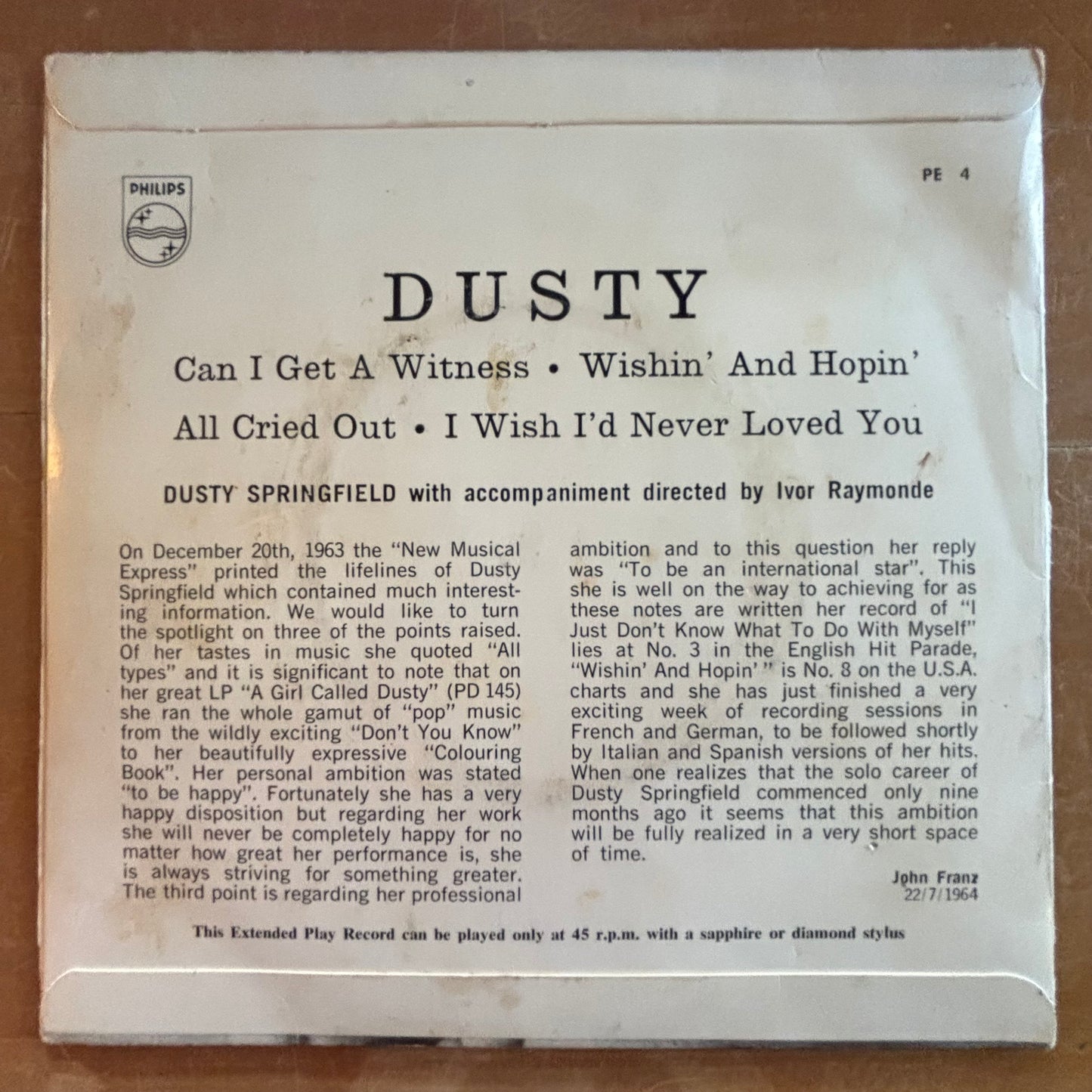 Dusty Springfield - Dusty (7" EP)