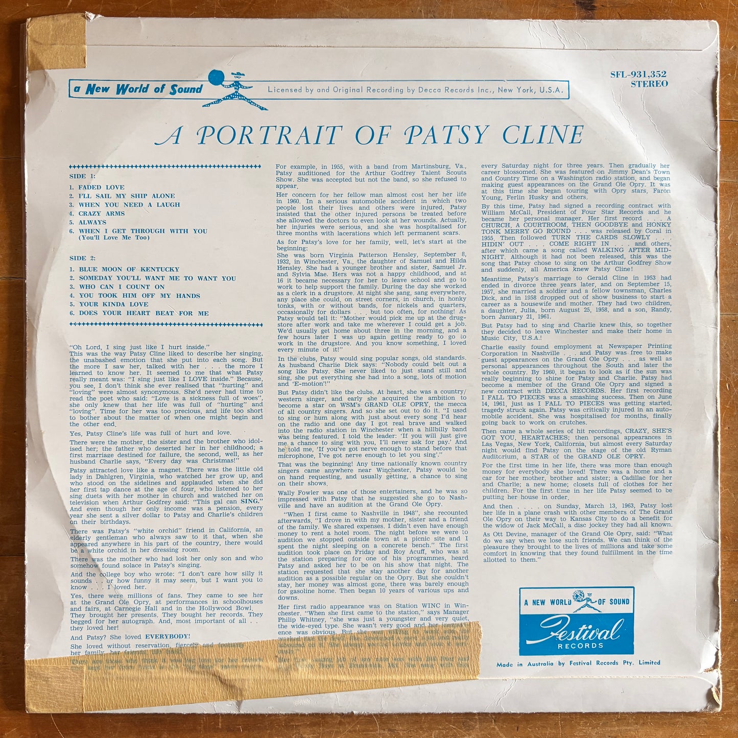 Patsy Cline - A Portrait Of Patsy Cline
