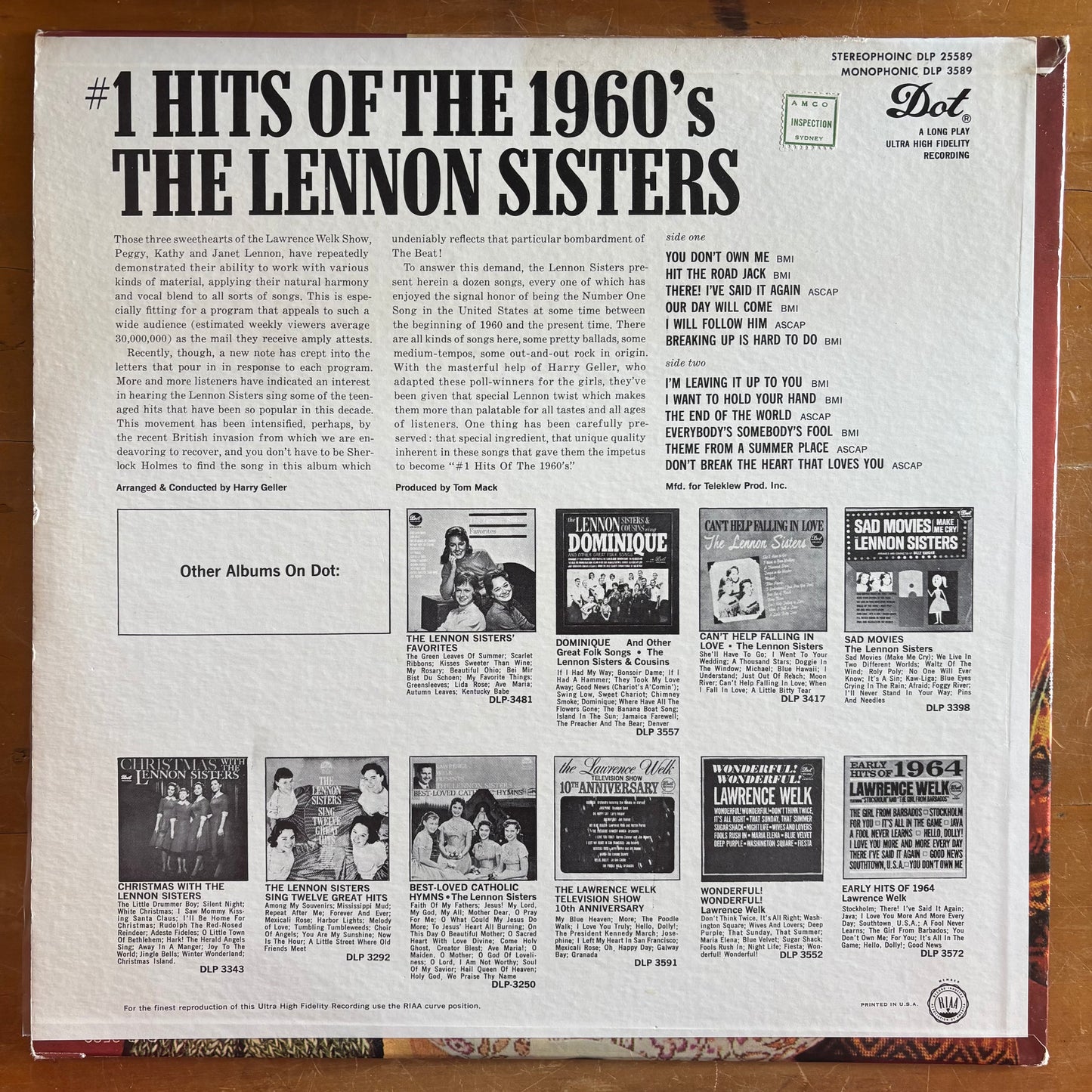 The Lennon Sisters - #1 Hits Of The 1960's
