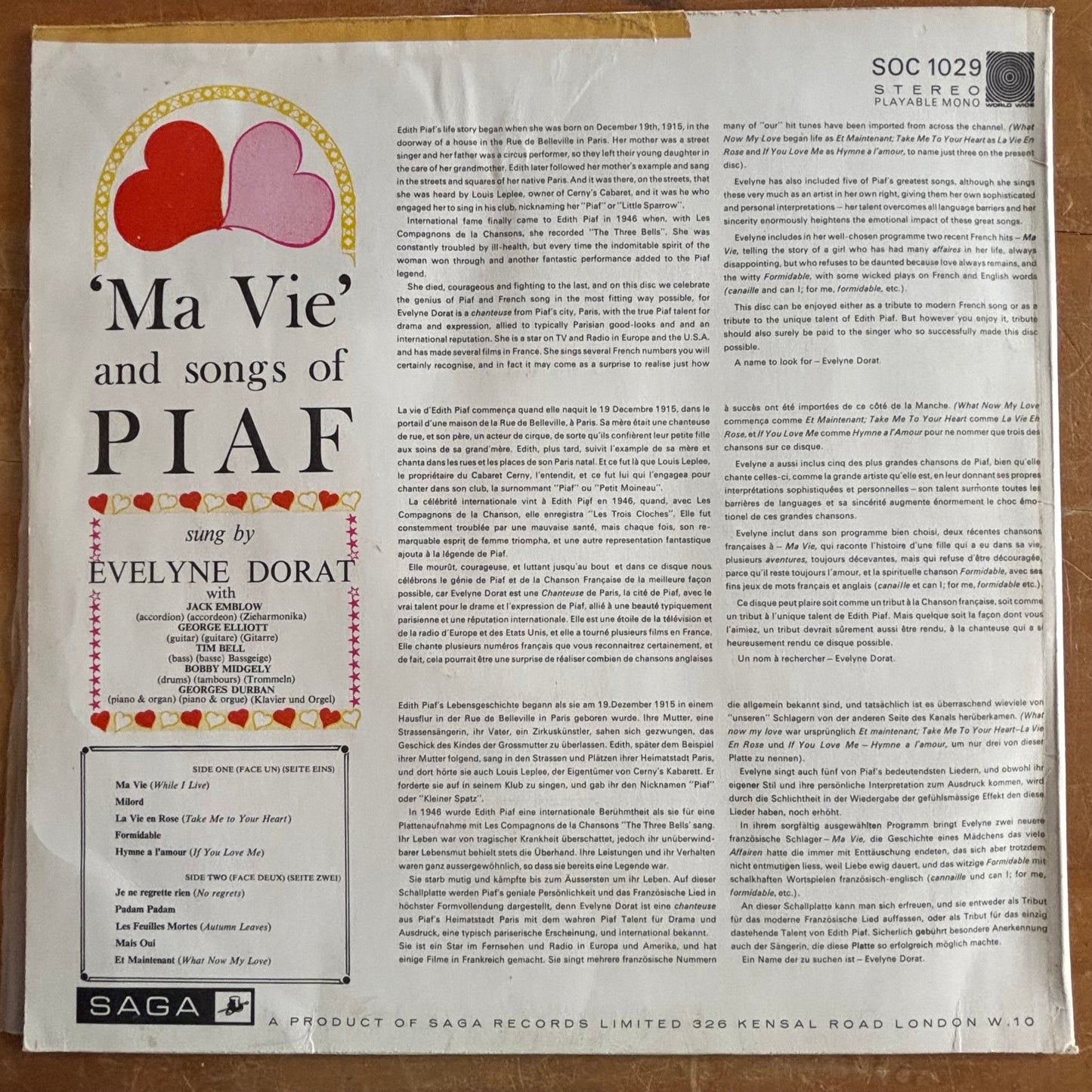 Evelyne Dorat - Chansons de Piaf