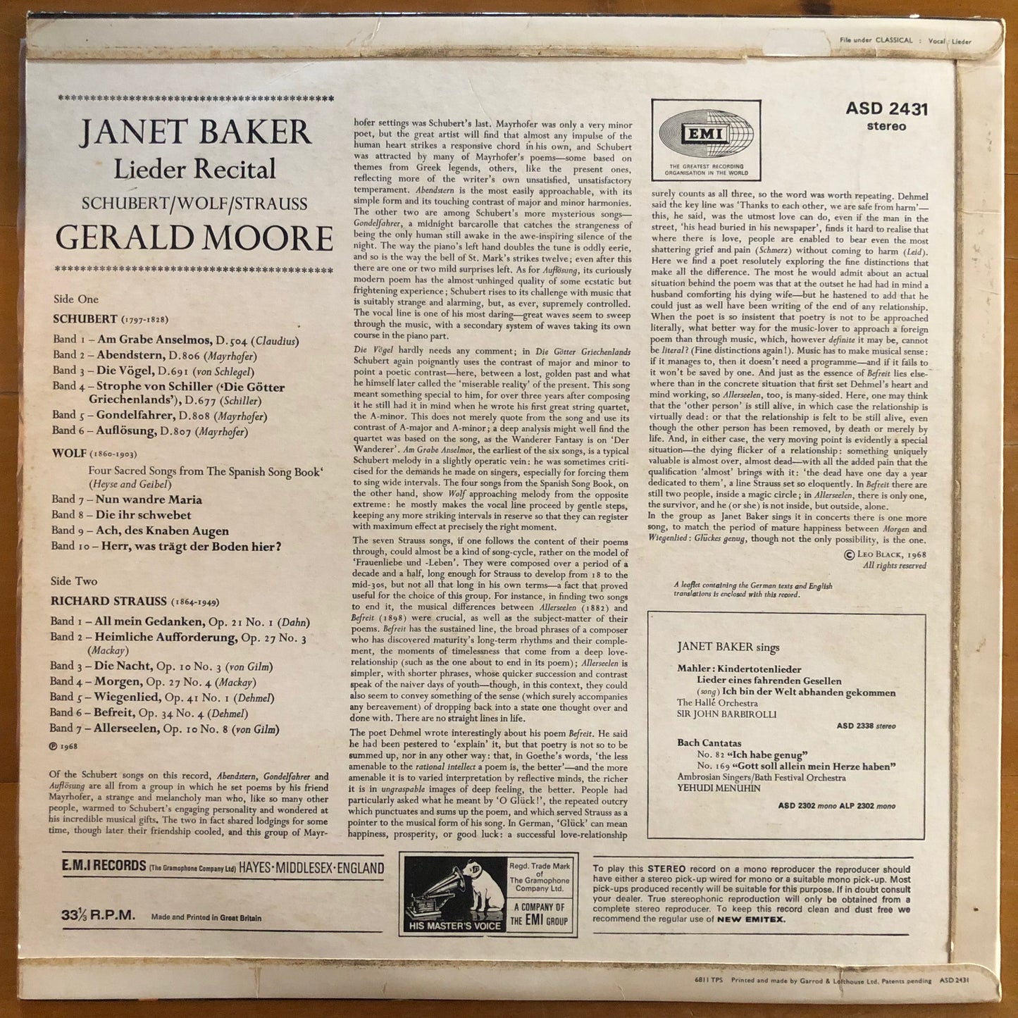 Janet Baker - Lieder Recital