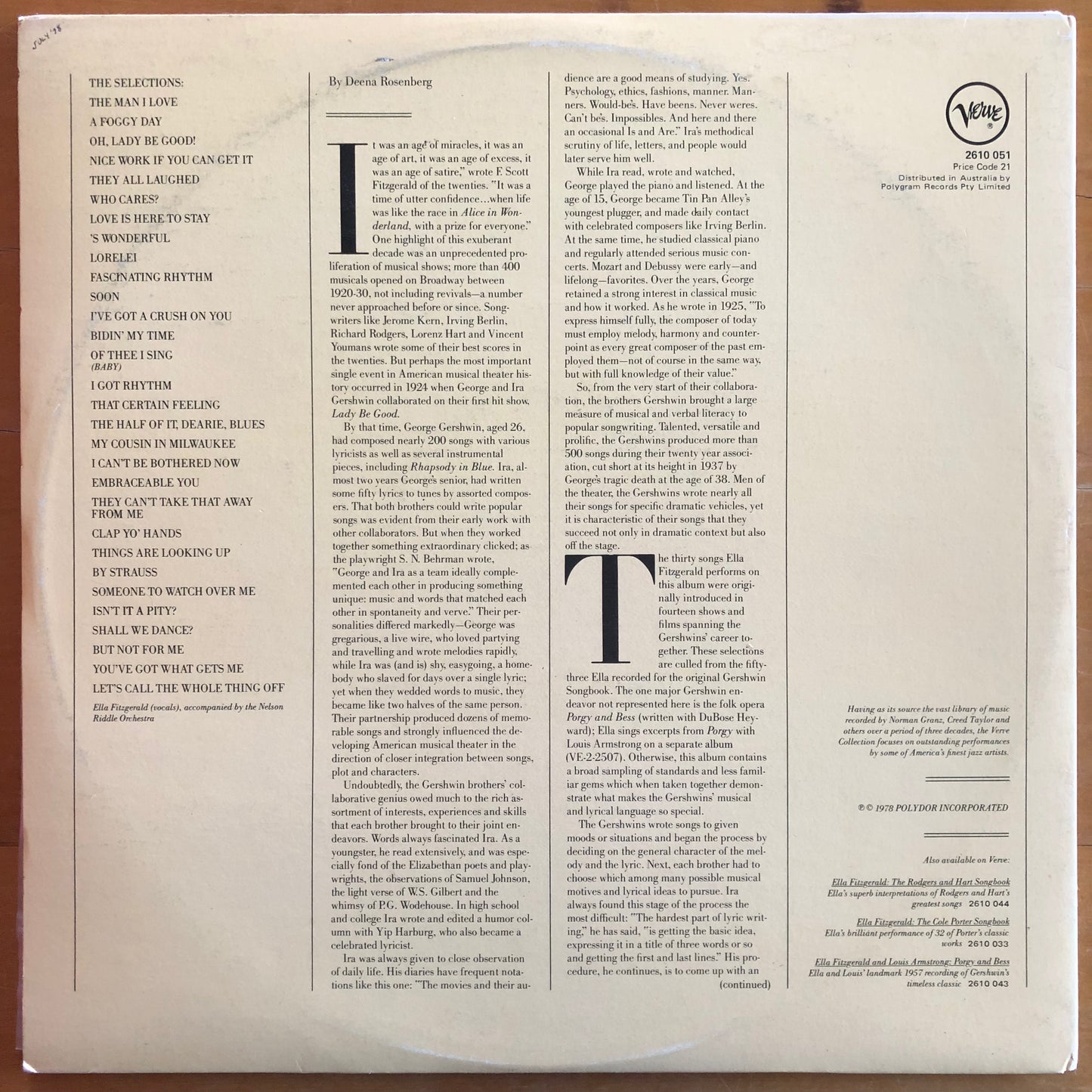 Ella Fitzgerald - The George & Ira Gershwin Songbook (2xLP)