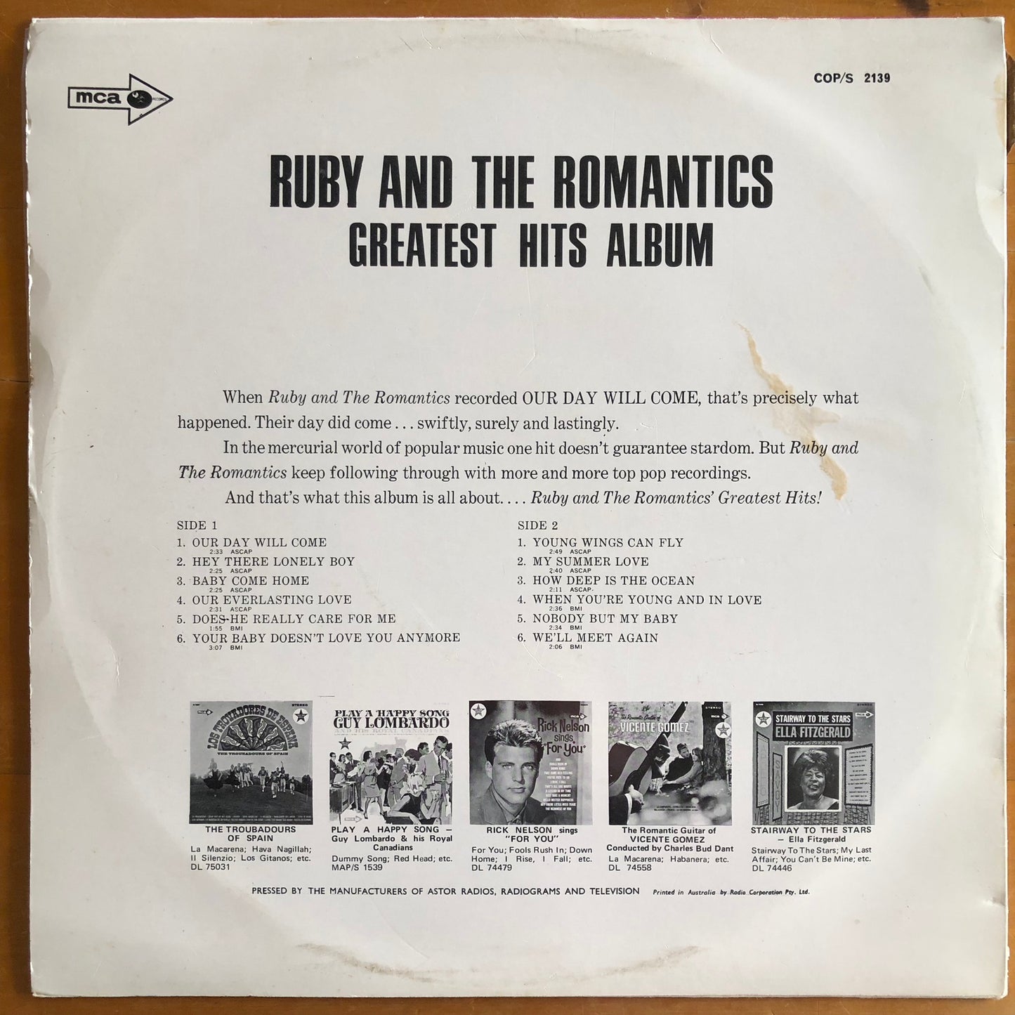 Ruby And The Romantics - Greatest Hits Album