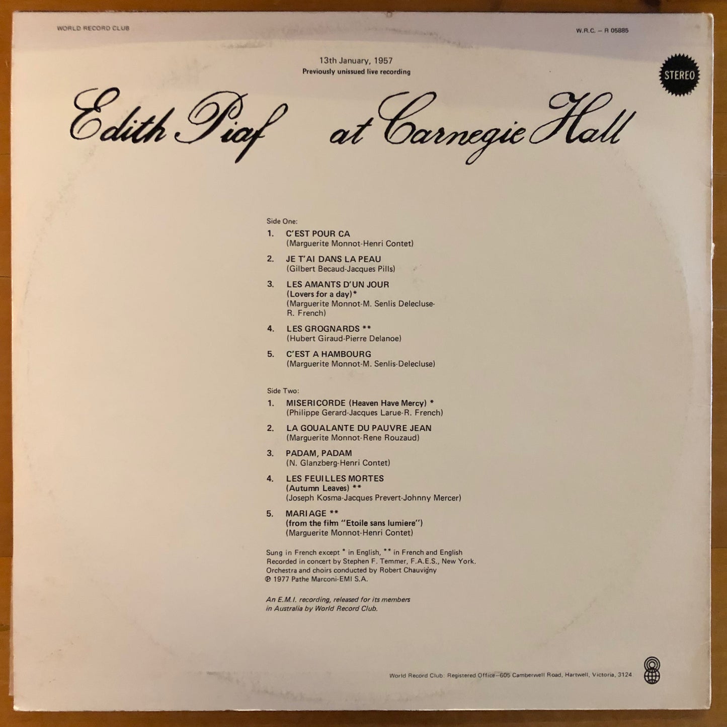 Edith Piaf - Edith Piaf At Carnegie Hall