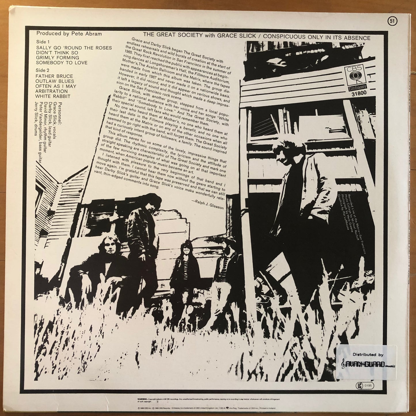 Grace Slick And The Great Society - Conspicuous Only In Its Abscence