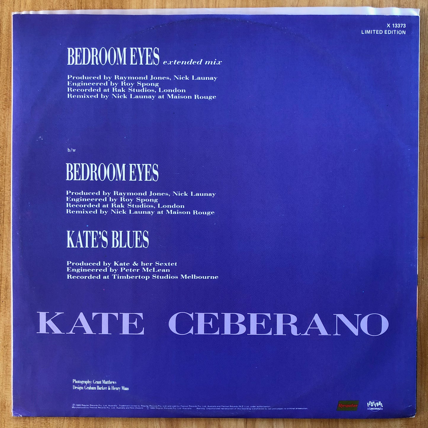 Kate Ceberano - Bedroom Eyes 12" (Limited Edition)