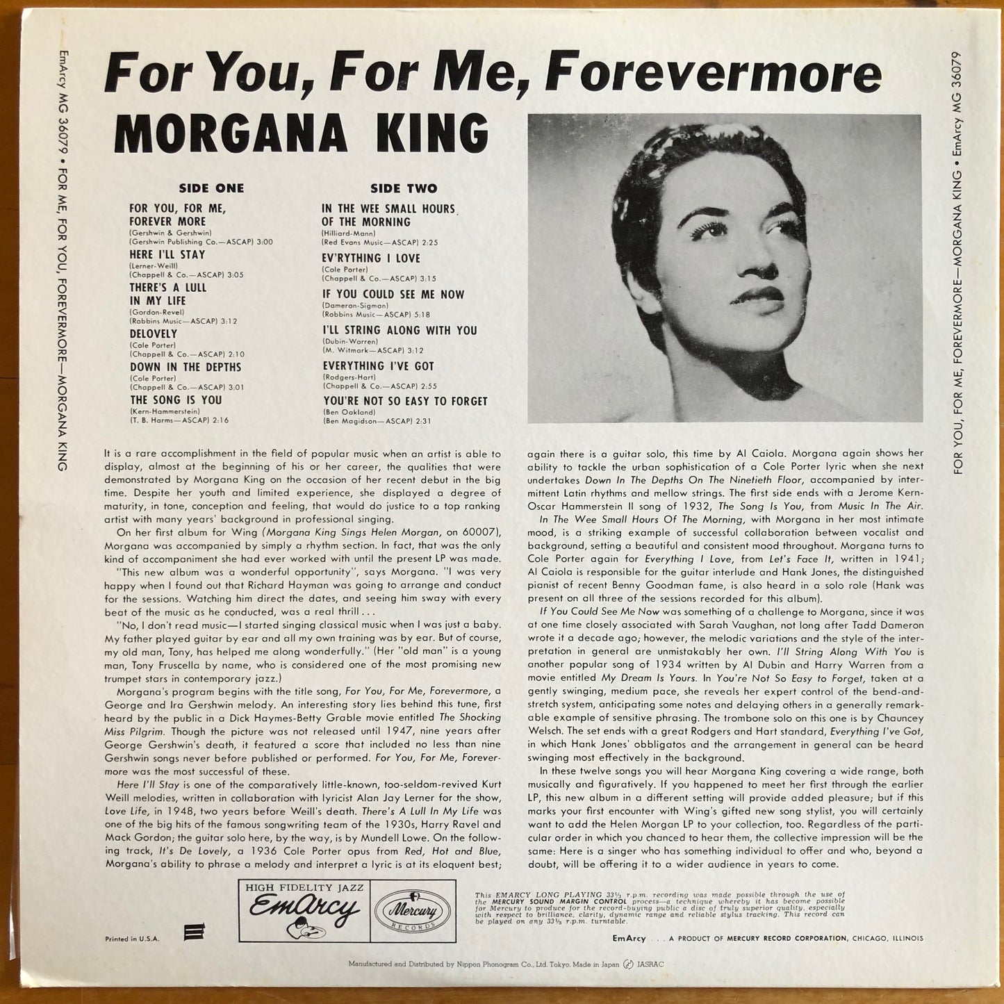 Morgana King - For You, For Me, For Evermore