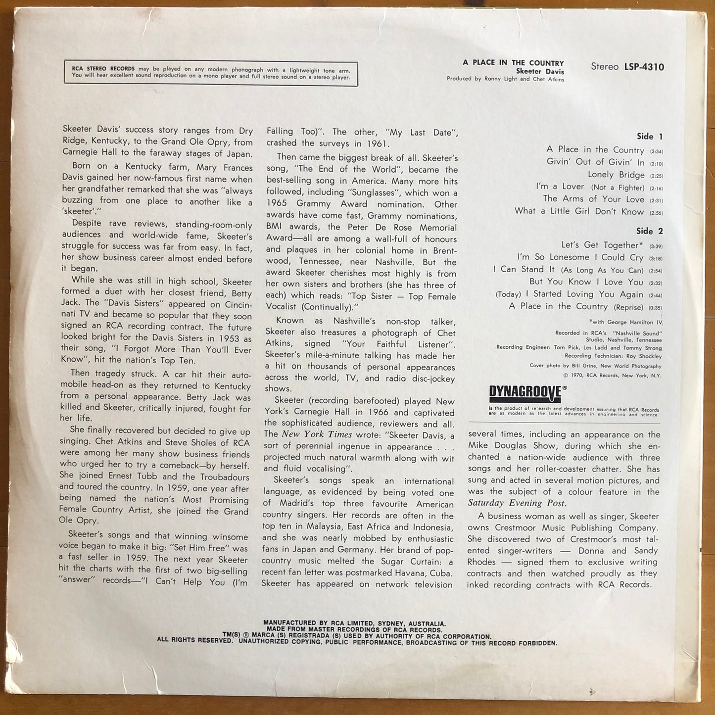 Skeeter Davis - A Place In The Country