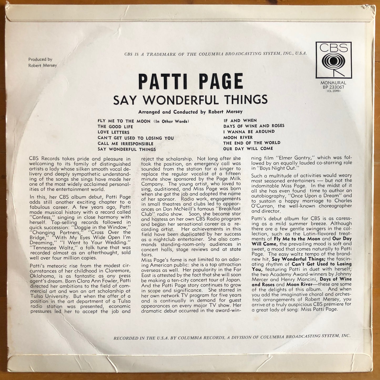 Patti Page - Say Wonderful Things