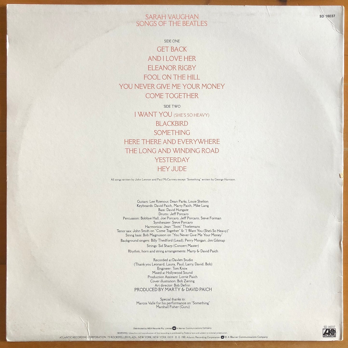 Sarah Vaughan - Sarah Vaughan Songs Of The Beatles