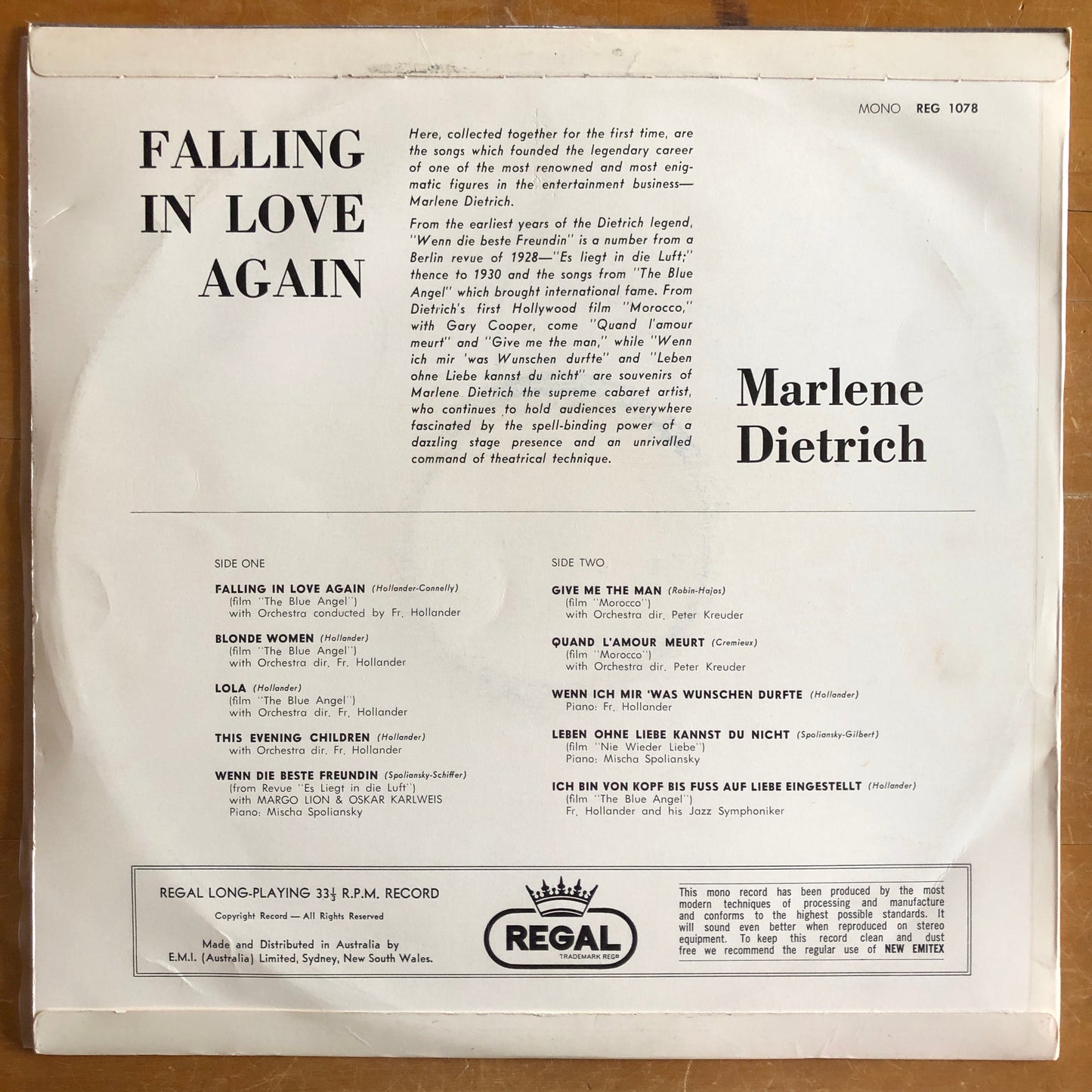 Marlene Dietrich - Falling In Love Again