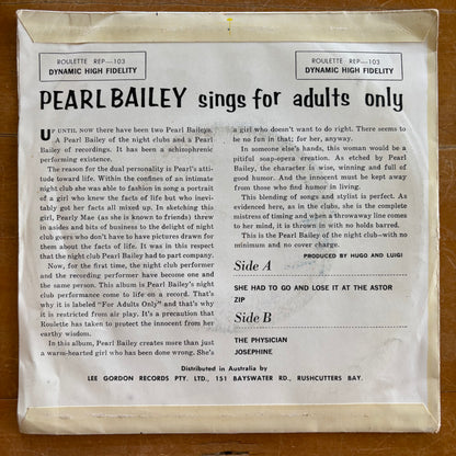 Pearl Bailey - Sings For Adults Only (7" EP)