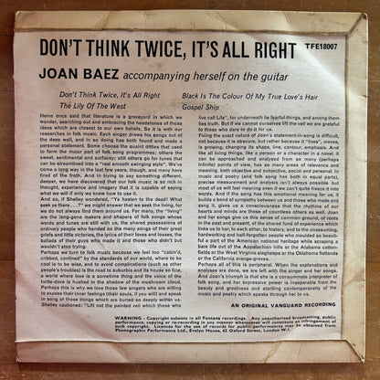 Joan Baez - Don't Think Twice, It's All Right (7" single)
