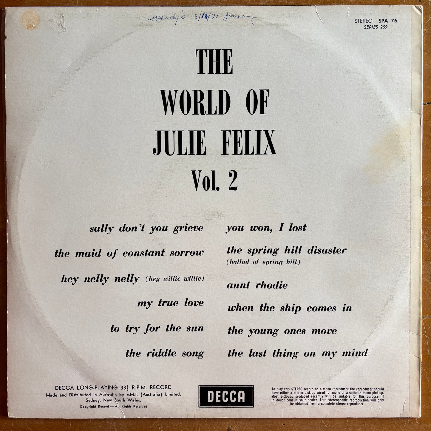 Julie Felix - The World Of Julie Felix Vol.2