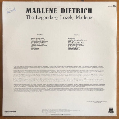 Marlene Dietrich - The Legendary, Lovely Marlene