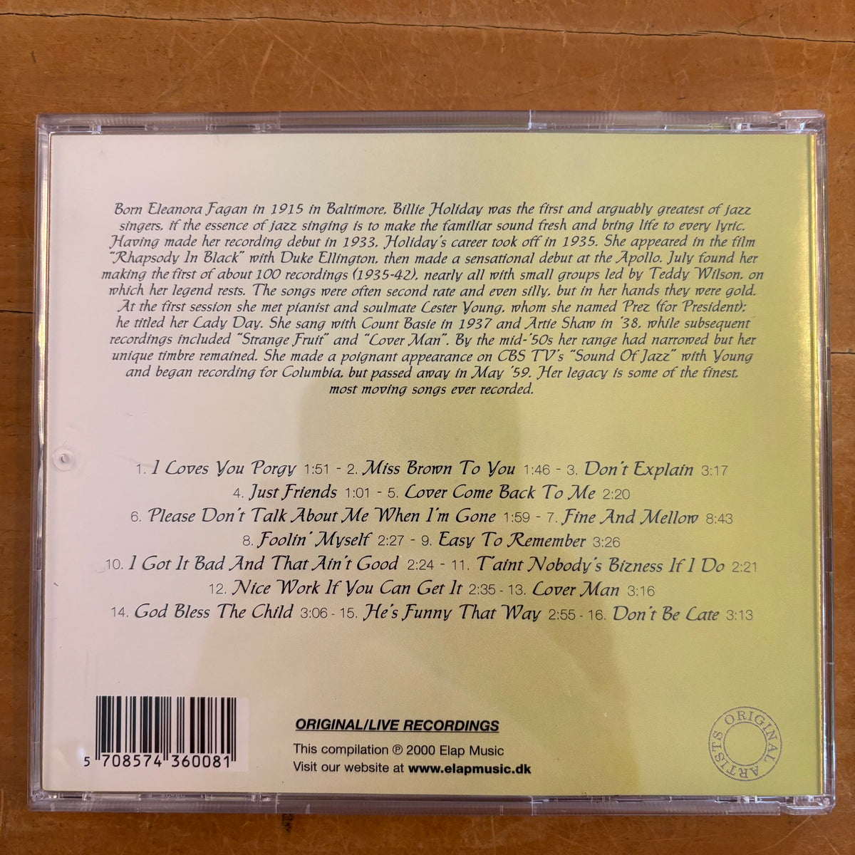 Billie Holiday - I Love you Porgy (CD)