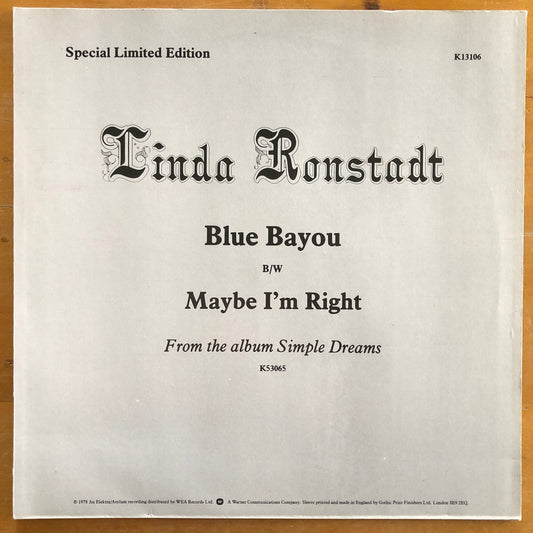 Linda Ronstadt - Blue Bayou 12" single