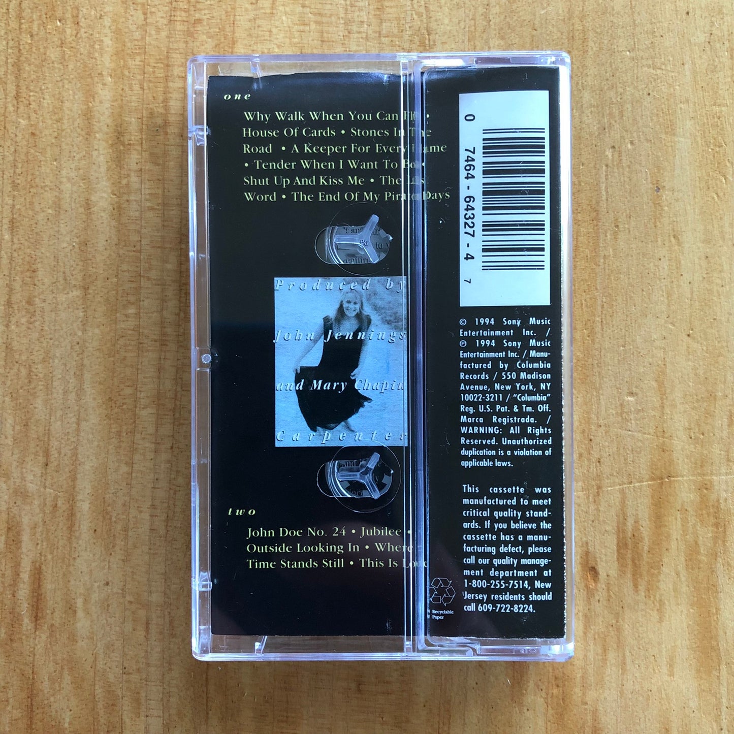 Mary Chapin Carpenter - Stones In The Road (cassette)