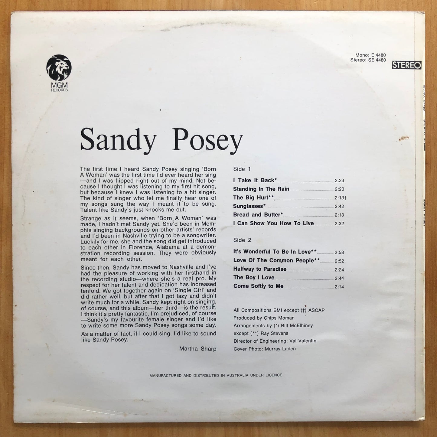Sandy Posey - Sandy Posey featuring 'I Take It Back'