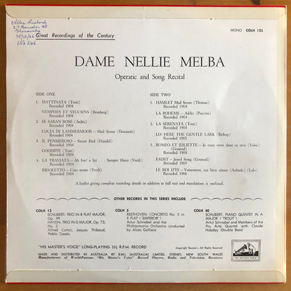 Nellie Melba - Operatic & Song Recital